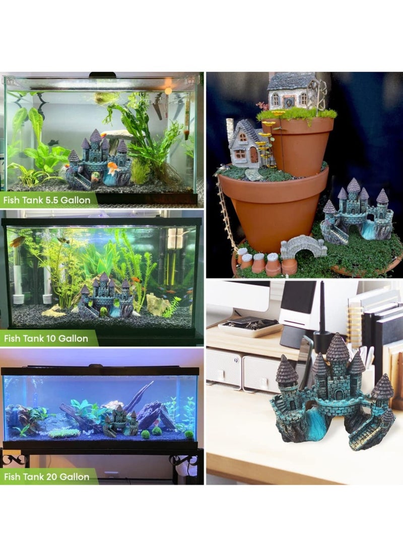 زينات حوض السمك قلعة، منزل للاختباء لسمكة الذهب، إكسسوارات كهف أكواريوم واقعية للمياه المالحة والعذبة، زينة منزلية لحوض صغير إلى كبير سعة 5-150 جالون - Image 4